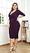 POSESHE Womens Plus Size Deep V Neck Wrap Ruched Waisted Bodycon Dress Purple XX-Large