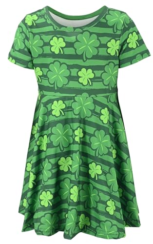 Image of Unique Baby Girls' Short Sleeve Everyday Printed Dresses for Kid and Toddler, Sizes 2T-12Y