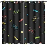 fucyBu Retro Gamepad Curtains,Colorful Boy Video Game Gaming Controller Button Pattern Grommet Blackout Curtains - Thermal Insulated,Energy Efficient,Noise Reducing Light Blocking 84x84in 2 Panels