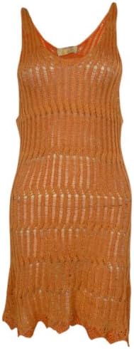 Cecilia Prado Due Women's Metallic Knit Tank Dress Swim Cover (M, Orange)
