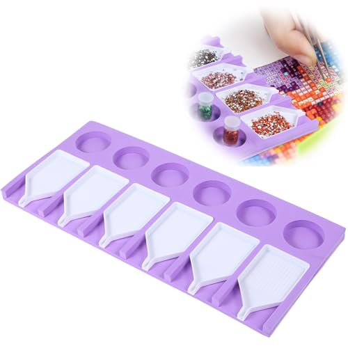 Diamond Tray, 6 Slots Tray Paint Tool Art Crafts Diamond Trays Tools Kits Plastic Sorting Organizer Art Storage Drawing Accessories Kit for Rhinestones DIY