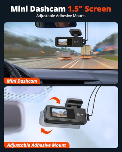 Image of 2K Dash Cam Front and Rear with 64GB SD Card, Wireless WiFi Dash Camera for Cars, 1.5'' Screen Mini Dashcam Front and Back, Support G-Sensor /Time Lapse 2 Kinds Parking Monitor