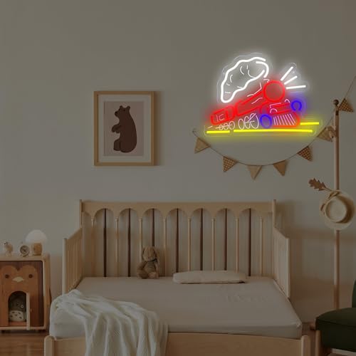 Image of Vintage Train Neon Sign - Locomotive Neon Lights Wall Decor for Bedroom, Living Room, Bar, Kids Room, or Game Room - Retro Railroad LED Light