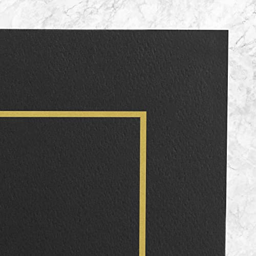 Golden State Art, Pack Of 25, 8.5X11 Photo Folders, Cardboard Picture Frame, Paper Photo Frame Cards, Special For Certificate Document Holders, Diploma Holders, Award Holders(Black With Gold Lining) #TOP5