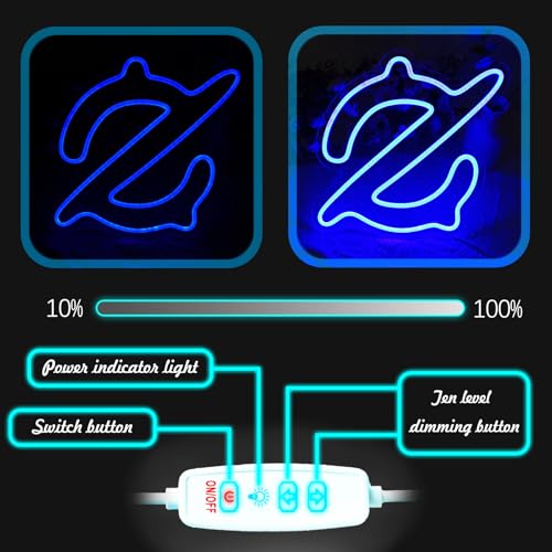 Image of Gaming Gunbreaker Neon Sign for Wall Decor, Game Room, Bedroom Decorations, Dimmable, USB Powered, Blue, 11.8 inch x 11.6 inch