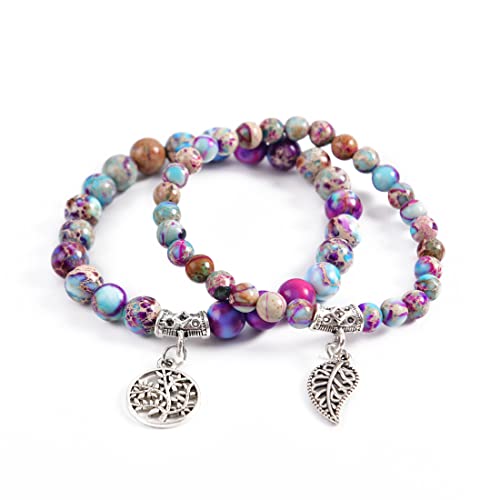 Image of YGLINE Tree of Life Yoga Healing Stone Bracelets,Multilayer Lotus Chakra Stone Reiki Bracelet Sets,Anxiety Crystal Natural Stone,for Women Stress Relief