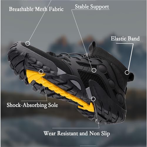 Mens Breathable Mesh Non-Slip Mid Top Hiking Boots Outdoor Casual Slip-On Chukka Boots Lightweight Wading Shoes for Walking Fishing River Creek Kayaking4