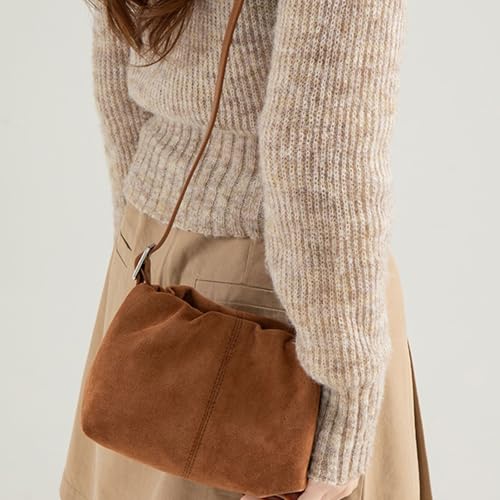 Grand sac à main daim logeable avec sangle réglable épaule - 7