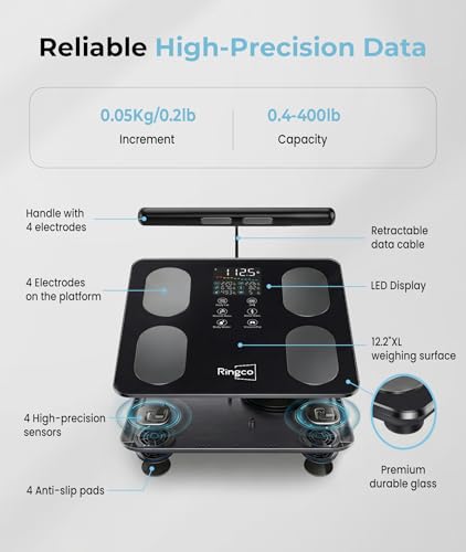 Image of Body Pod Scale, Smart Scale with BMI Body Fat Muscle Mass, 8-Electrode High Precision Digital Bathroom Composition Analyzer with 12.2 inch Large Platform and 4.8 inch Display