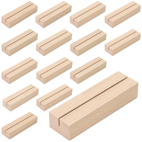 WISYOK Kartenhalter Holz, 15 Stück Tischkartenhalter, Kartenständer Holz, Postkartenhalter, Holzständer, Menükartenhalter, Fotohalter für Hochzeiten, Partys und Bankette (10 x 3 x 2cm)
