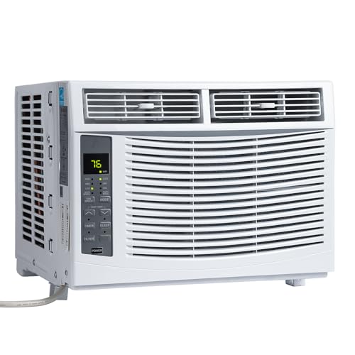 Image of Window Air Conditioners, 6000 BTU Compact AC Unit, Energy Saving Window AC, Smart AC with 3 Modes Cool Dry Fan Speed Control,Cools Up to 269 Sq.Ft,115v Mini Air Conditioner for Bedroom,Office,Home