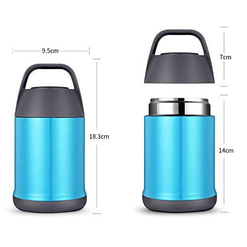Ztxpro Insulated Lunch Container Food Jar Hot & Cold Stainless Steel Vacuum Box With Handle 16 Oz Leak Proof Design Food Storage Bento Lunch Box For Picnic Office Outdoors - Blue #TOP6