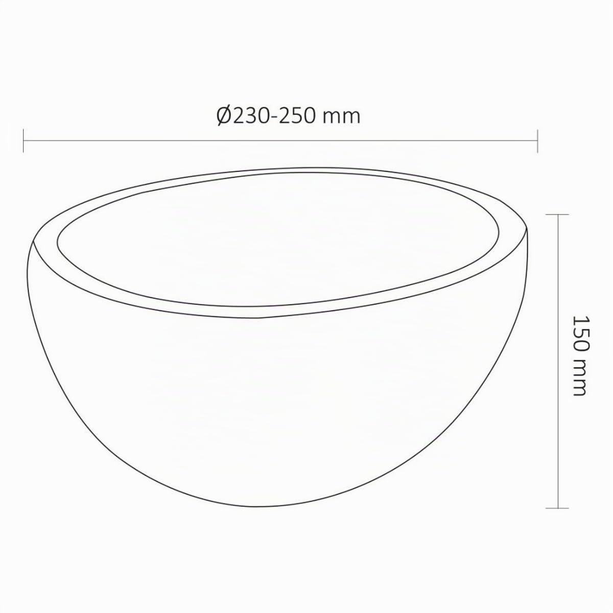 Differnz Waschbecken Bali Ø23-25 cm - Naturstein Aufsatzwaschbecken ohne Überlauf - Waschtisch Runde Spüle - Badezimmer Zubehör - Grau