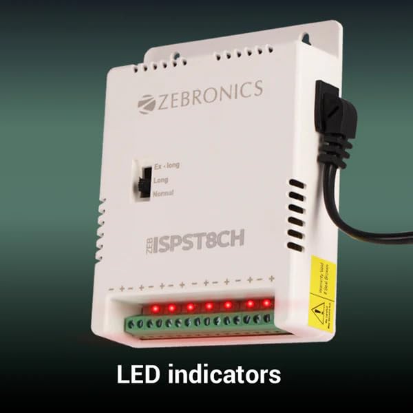 Image of Zebronics 8 Channel CCTV Power Supply| 12V SMPS Adapter with LED Indicators| Overload Protection| Compatible with Dome and Bullet Cameras, ZEB-ISPST8CH