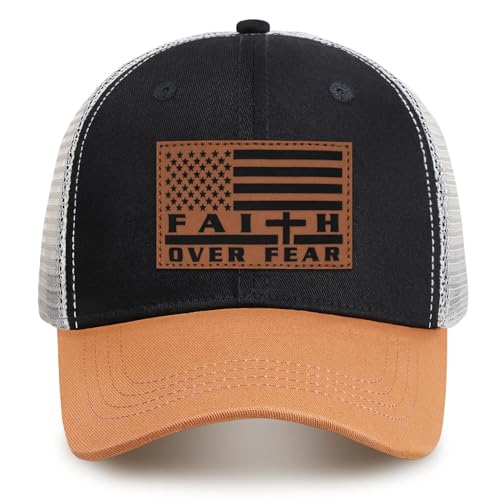 Image of Jesus Hat Christian Gifts for Men American Flag Hats Faith Over Fear Hat Fathers Day Christmas Birthday Gifts for Friend