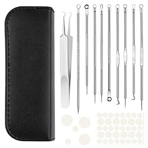 Pickel Ausdrücken Werkzeug, 10 Stk. Edelstahl Mitesserentferner Mit 36pcs Pimple Patch – Gut Verarbeitet Blackhead…