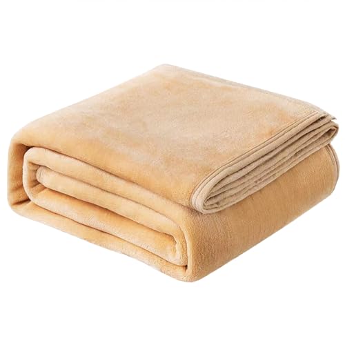 XIEMINLE Coperta per divano in flanella, coperta in pile grande, versatile per divano, camera da letto, viaggi, poltrona, coperta soffice in velluto, singolo, matrimoniale (200 x 230 cm, cammello)