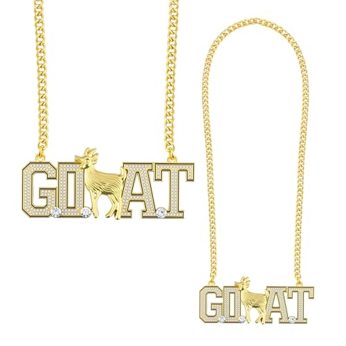 Cunno Goat Necklace Huge Hip Hop Goat MVP Champion Chain Necklace Greatest of All Time Turnover Chain Gold Sport Award Medal Winner Prize Trophy for Adult Team Player Football Soccer Baseball Softball