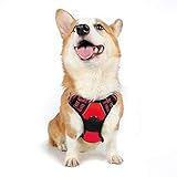 Rabbitgoo 犬 ハーネス 中型犬 13-20KG ソフト かわいい 犬用胴輪 引っ張り防止 負担が少ない首輪 サイズ調整可 夜間反射 抜けない 通気性 咳き込み防止 散歩 歩行補助 老犬介護 しつけ 運動向き 犬 小型犬 大型犬 柴犬 秋田犬 （レッド ）