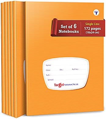 Single Line Small Notebooks | 172 Pages in Each Book | 18 cm x 24 cm Approx | Brown Cover | Combo of 6 | GSM 57