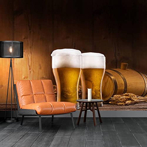 Afwadfwa Modern 3D Removable Wallpaper Self-Adhesive Two Glasses Of Beer Wall Murals Peel And Stick Wall Stickers For Living Room Bedroom Wall Decor #TOP2