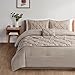 Comfort Spaces Cavoy Ultra Soft Hypoallergenic Microfiber Tufted Pattern 5 Piece Comforter Set Bedding, King, Taupe