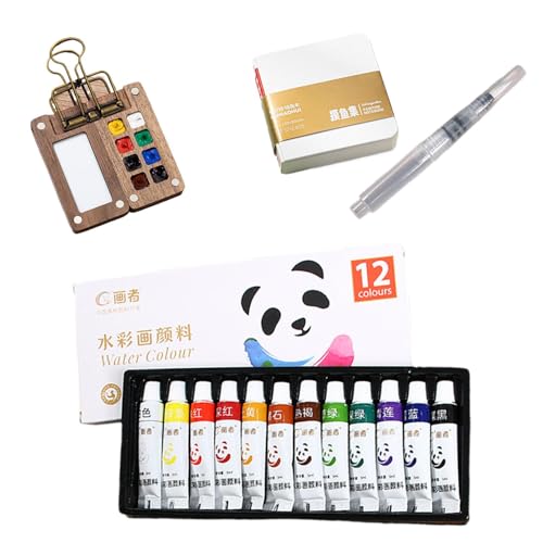 Tiny Watercolor Set - Juego de acuarela portátil, caja de pintura de 15 cuadrículas, kit de acuarela portátil de viaje | Juego de pintura de acuarela de varios colores para artistas, juego de