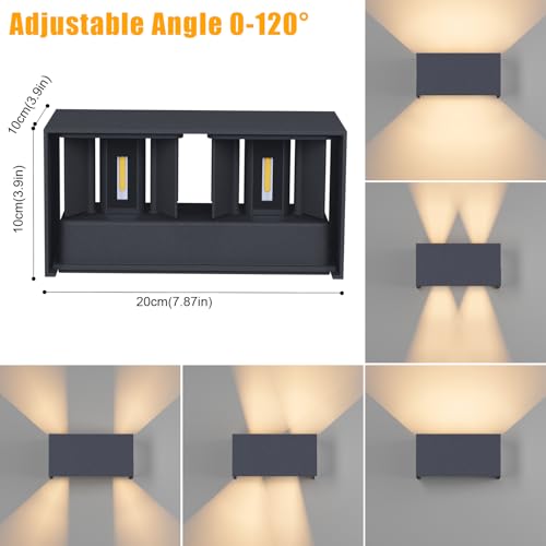 Klighten 24W Außenlampe Außenwandleuchte,2700K Warmweiß,Anthrazit – Ansicht 3