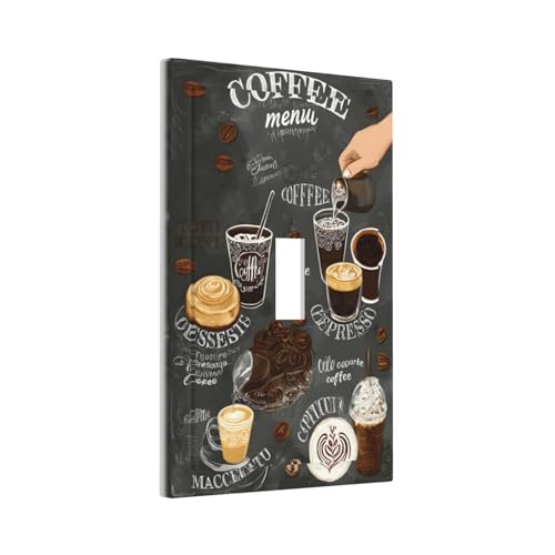 Decorative Light Switch Cover Plate Retro Coffee Cup Bean 1 Gang Wall Plate Oversized Single Toggle Wall Cover Plate Jumbo Electrical Switchplate Faceplate