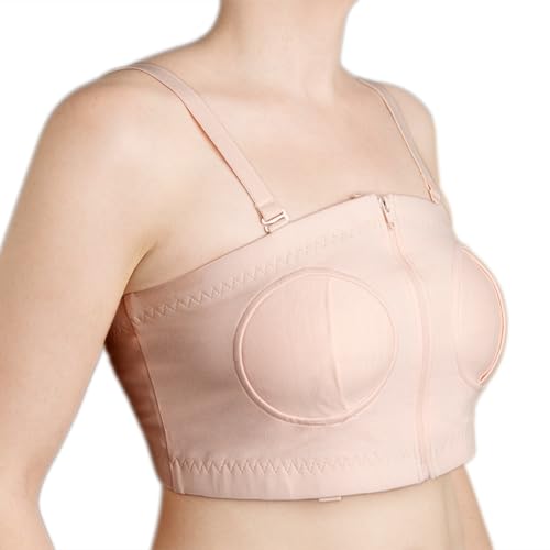 ANNABELLA Hands Free Pumping Bra: Adjustable and Detachable with Central Zip Panel Nude4