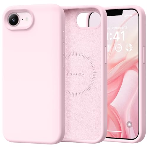 GolbinBox Magnetic for iPhone 17e Case & iPhone 16e Case, Compatible with MagSafe, [Soft Anti-Scratch Microfiber Lining], Slim Liquid Silicone Shockproof Protective Phone Case 6.1 inch, Chalk Pink