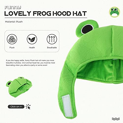 VALICLUD Costume Hat for Adults Funny Frog Shaped Hat Novelty Hat Plush Frog Headgear for Women