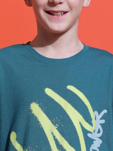 Image of Li'l Tomatoes Boys Cotton T-Shirt | Graphic Printed Half Sleeve Casual Summer Wear | Soft & Breathable | 9-16 Years