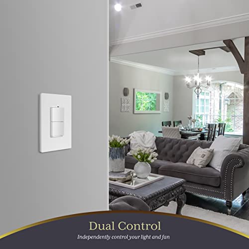 Enerlites Rêve Collection Lighted Double Switch, Combination Decorator Switch With Locator Light, Matte Finish, Ground Terminal, Single Pole, Residential Grade, 15A 120V, Ul Listed, Rl62834-W, White #TOP5