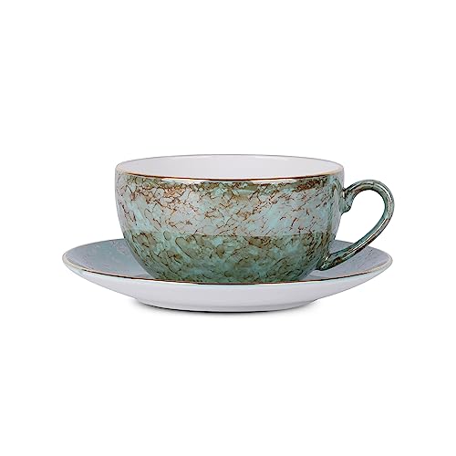 Image of Dandy Lines Tea for One Set Terra Gold, Elegant Tea Set with Kettle, Bone China, Pack of 4, Microwave & Dishwasher Safe, Great for Hosting & Gifting