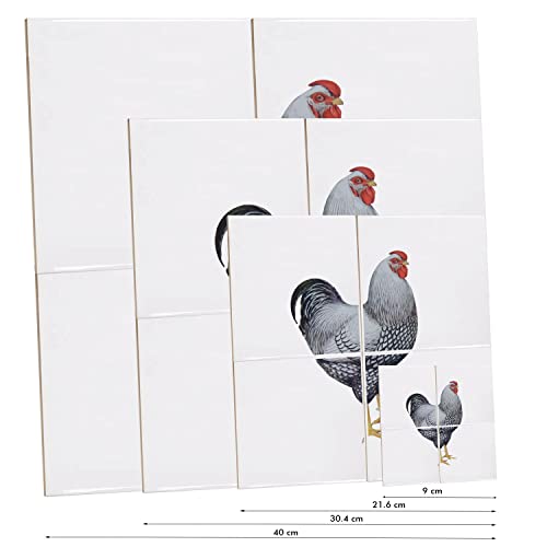 Carreaux céramique crédence cuisine 40x40 lavable motif poule fait main - 3