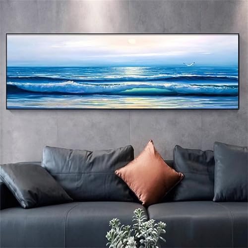 Broderie Diamant Plage de Coucher de Soleil pour Illuminer votre Décoration Murale 30x90cm