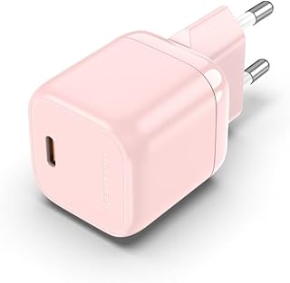 Watio Wave Cargador - Cargador de Pared 30W con Puertos USB-C, Carga rápida 3A, diseño Compacto y Color Rosa, Ideal para Dispositivos electrónicos.*
