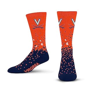 For Bare Feet NCAA VIRGINIA CAVALIERS Spray Zone Crew Sock Team Color Youth
