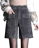 Taille haute avec passants de ceinture. Taille élastique dans le dos. Jambe large et bas ouvert. Longueur courte. 2 poches plaquées à l'avant.