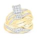 Jewels By Lux 10Kt Yellow Gold 3/4 Ctw Natural Diamond Fashion Emerald Trio Set - Womens Size 8.25 / Mens Size 9