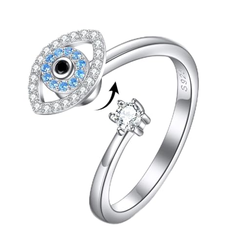 POPLYKE Evil Eye Fidget Ringe für Angst für Damen Sterling Silber Evil Eye Ringe...