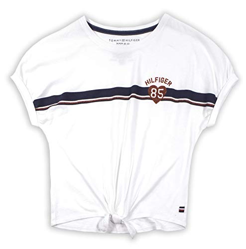 Tommy Hilfiger Girl's Short Sleeve Tie Knot Graphic Print Tagless Interior T-Shirt