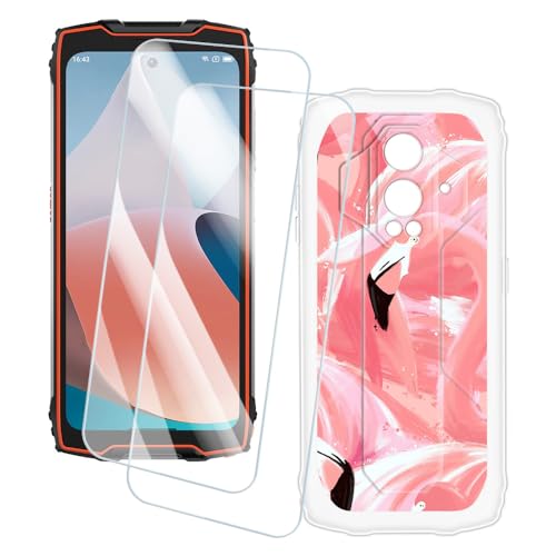 OAGELIM 2�Z�b�g �X�N���[���v���e�N�^�[ + �P�[�X Blackview BV9300 (6.7 �C���`) �Ƃ̌݊������� �A�[�e�B�X�e�B�b�N�J�X�^���v�����g�J�o�[�Ƌ����K���X�t�B���� �X�N���b�`�h�~ (�t���~���S)