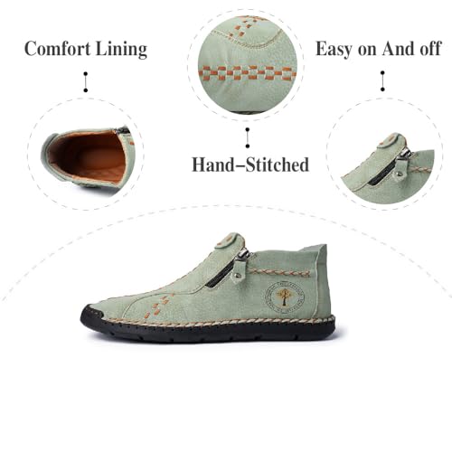 Men's Casual Boots Fashion Microfiber Leather Zipper Slip On Boots Handmade Comfortable Non Slip Hiking Driving Ankle Booties2