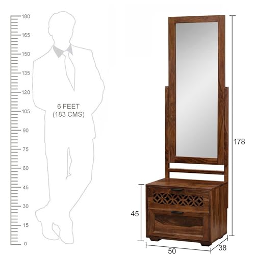Image of The Attic Ambient Dressing Table for Bedroom, Solid Wood, Honey Matte Finish