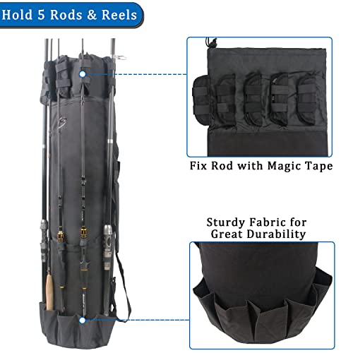 image for AGOOL Fishing Rod Case Pole Bag Reel Case Large Capacity Waterproof Tr