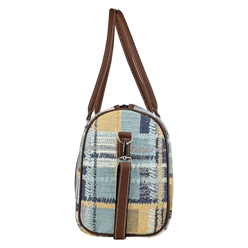 Image of ENSAC Premium Duffle Bag for Travel for Men and Women Made of Cotton /Jacquard with Cabin Holiday Bag (Blue)