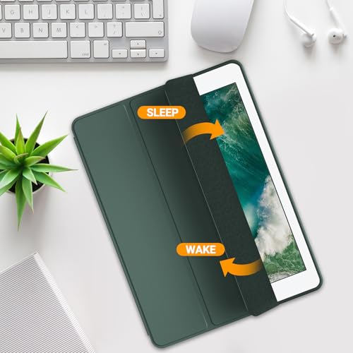 ProCase iPad Air 3 2019 / iPad Pro 10.5インチ 2017 専用 ケース ペンホルダー付き オートスリープ/ウェイク機能 耐衝撃 三つ折りスタンド - ミッドナイトグリーン