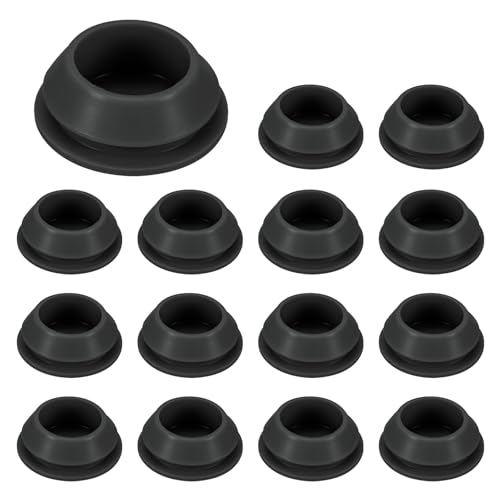 Image of M METERXITY 15-Packs Silicone Hole Plugs, Snap in Locking Hole Plugs for 18-19mm Hole, Round Hole Rubber Plug Kitchen Bulkheads Waterproof Sealing Plugs [Black]